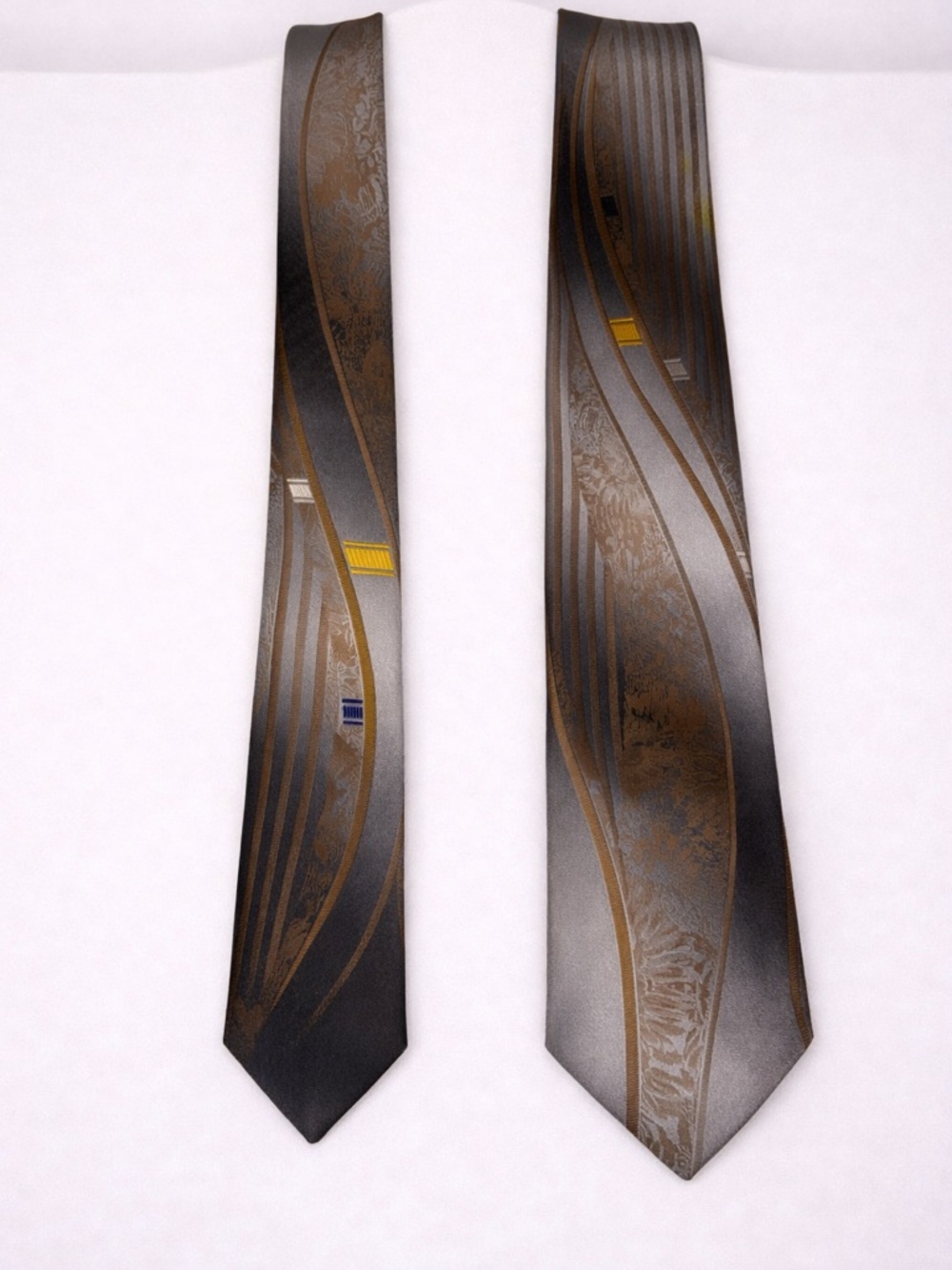Andhurst Mens Tie Brown Gray Striped Abstract Pattern Classic Office Necktie